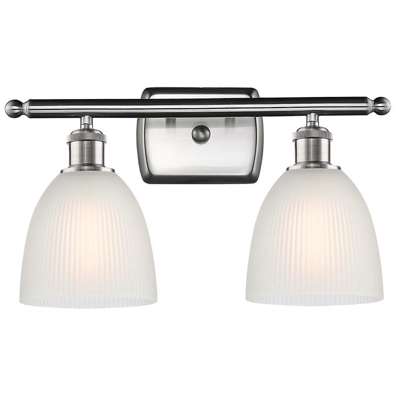 Image 1 Castile 16"W 2 Light Brushed Satin Nickel Bath Vanity Light w/ White S