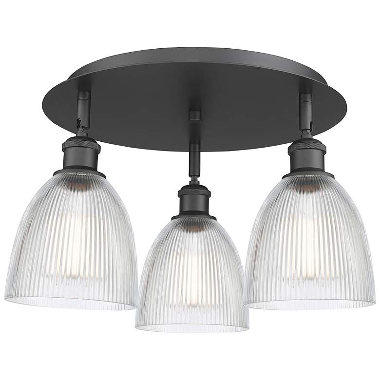 Image 1 Castile 17.75" Wide 3 Light Matte Black Flush Mount With Clear Glass S