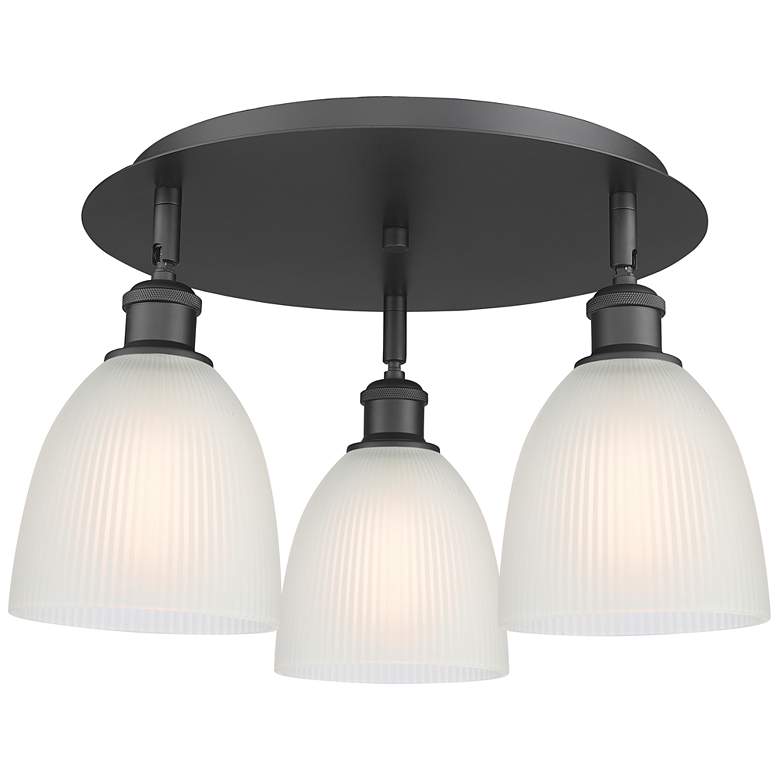 Image 1 Castile 17.75" Wide 3 Light Matte Black Flush Mount With White Glass S