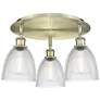 Castile 17.75"W 3 Light Antique Brass Flush Mount With Clear Glass Sha