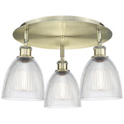 Castile 17.75"W 3 Light Antique Brass Flush Mount With Clear Glass Sha
