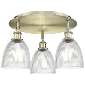 Castile 17.75"W 3 Light Antique Brass Flush Mount With Clear Glass Sha Castile 17.75"W 3 Light Antique Brass Flush Mount With Clear Glass Sha