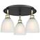 Castile 17.75"W 3 Light Black Brass Flush Mount w/ White Glass Shade