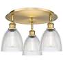 Castile 17.75"W 3 Light Brushed Brass Flush Mount With Clear Glass Sha