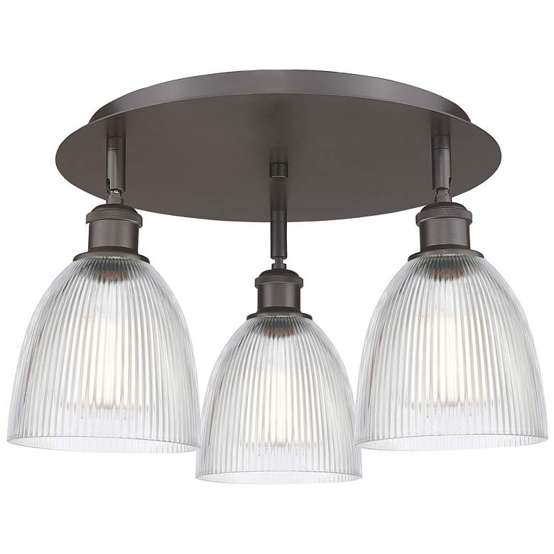 Image 1 Castile 17.75"W 3 Light Oil Rubbed Bronze Flush Mount w/ Clear Glass S