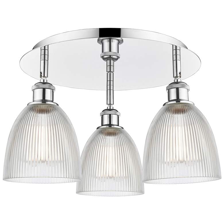 Image 1 Castile 17.75"W 3 Light Polished Chrome Flush Mount With Clear Glass S