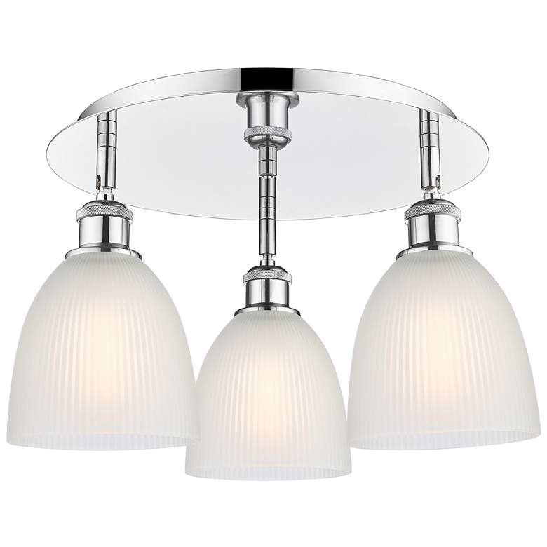 Image 1 Castile 17.75"W 3 Light Polished Chrome Flush Mount With White Glass S