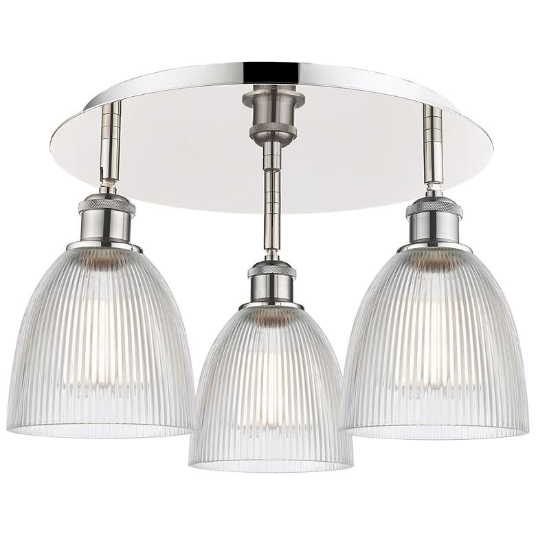 Image 1 Castile 17.75"W 3 Light Polished Nickel Flush Mount With Clear Glass S