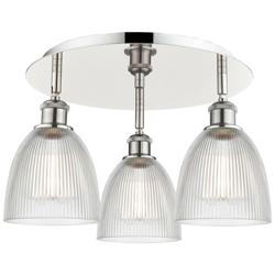Castile 17.75"W 3 Light Polished Nickel Flush Mount With Clear Glass S