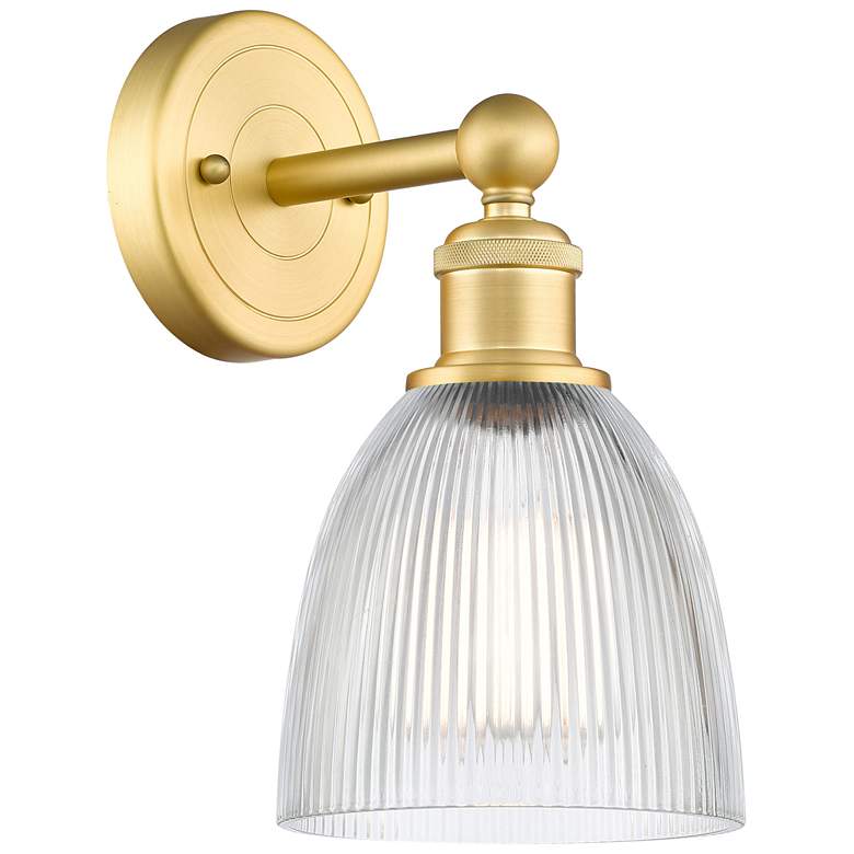 Image 1 Castile 2.2" High Satin Gold Sconce With Clear Shade
