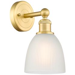 Castile 2.2&quot; High Satin Gold Sconce With White Shade