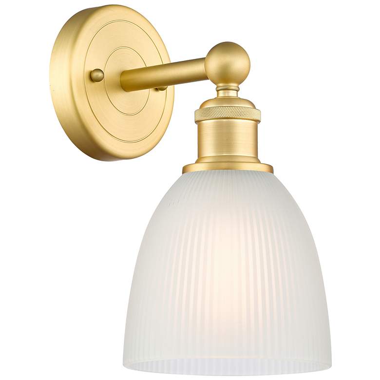 Image 1 Castile 2.2" High Satin Gold Sconce With White Shade