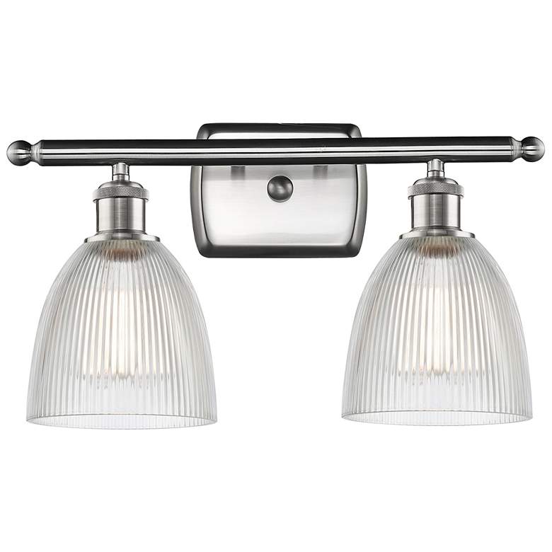 Image 1 Castile 2 Light 16" LED Bath Light - Brushed Satin Nickel - Clear Shad