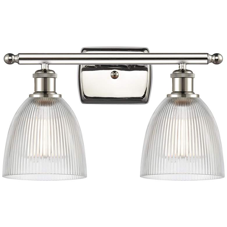 Image 1 Castile 2 Light 16" LED Bath Light - Polished Nickel - Clear Shade