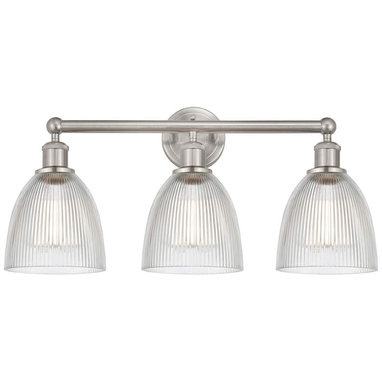 Image 1 Castile 24" 3-Light Brushed Satin Nickel Bath Light w/ Clear Shade