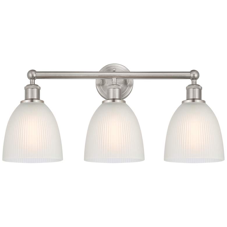 Image 1 Castile 24" 3-Light Brushed Satin Nickel Bath Light w/ White Shade