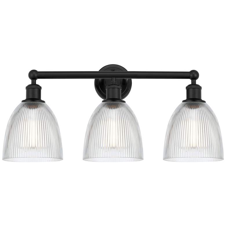 Image 1 Castile 24" 3-Light Matte Black Bath Light w/ Clear Shade