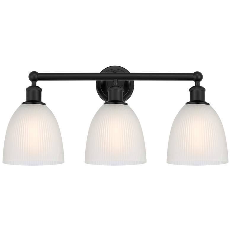 Image 1 Castile 24" 3-Light Matte Black Bath Light w/ White Shade