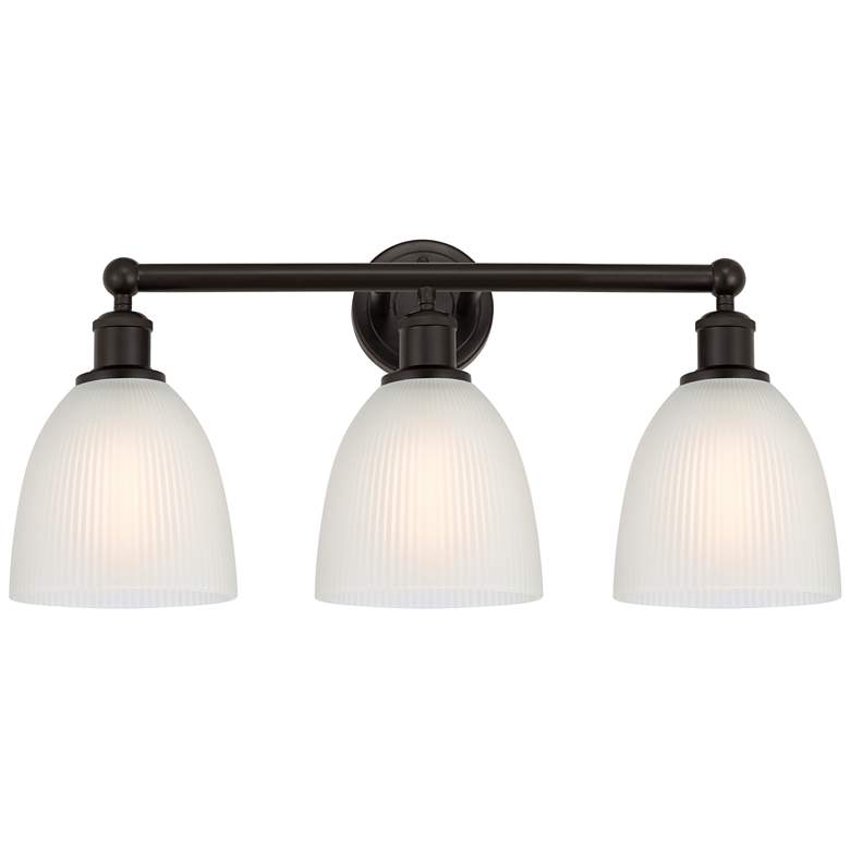 Image 1 Castile 24" 3-Light Oil Rubbed Bronze Bath Light w/ White Shade