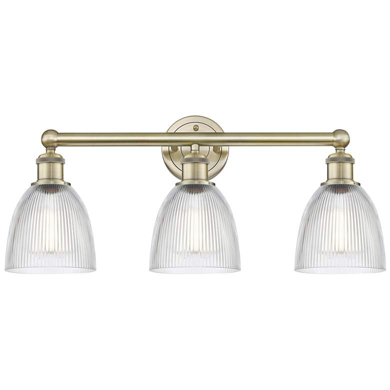 Image 1 Castile 24" Wide 3 Light Antique Brass Bath Vanity Light With Clear Sh