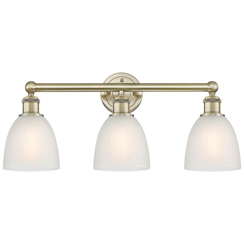 Image 1 Castile 24" Wide 3 Light Antique Brass Bath Vanity Light With White Sh