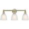 Castile 24" Wide 3 Light Antique Brass Bath Vanity Light With White Sh