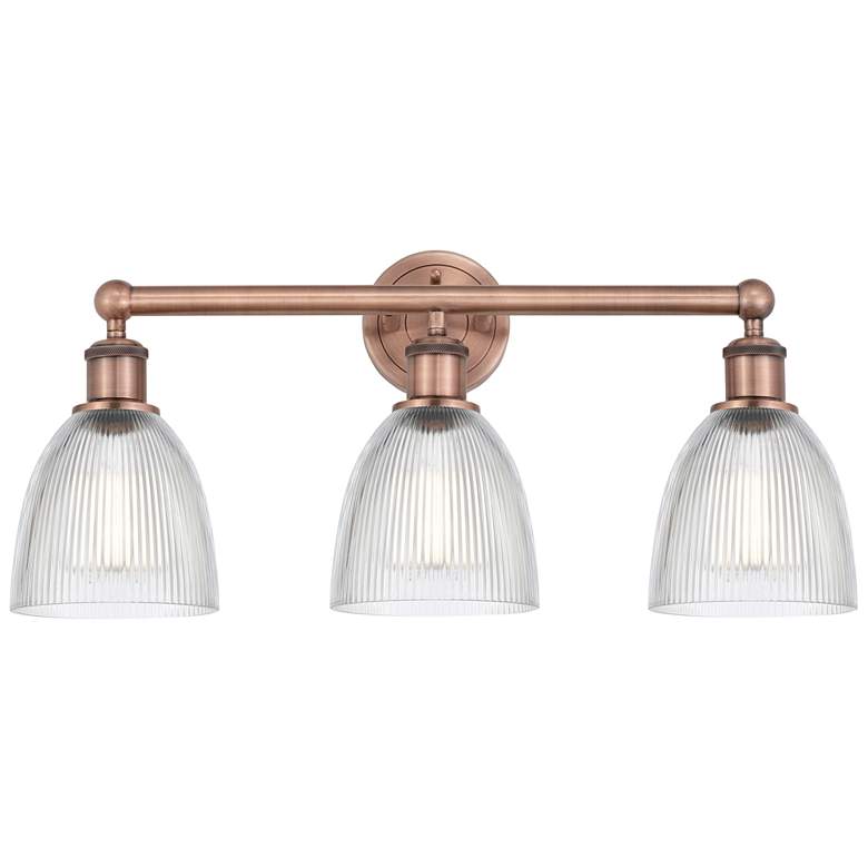 Image 1 Castile 24 inch Wide 3 Light Antique Copper Bath Vanity Light With Clear S