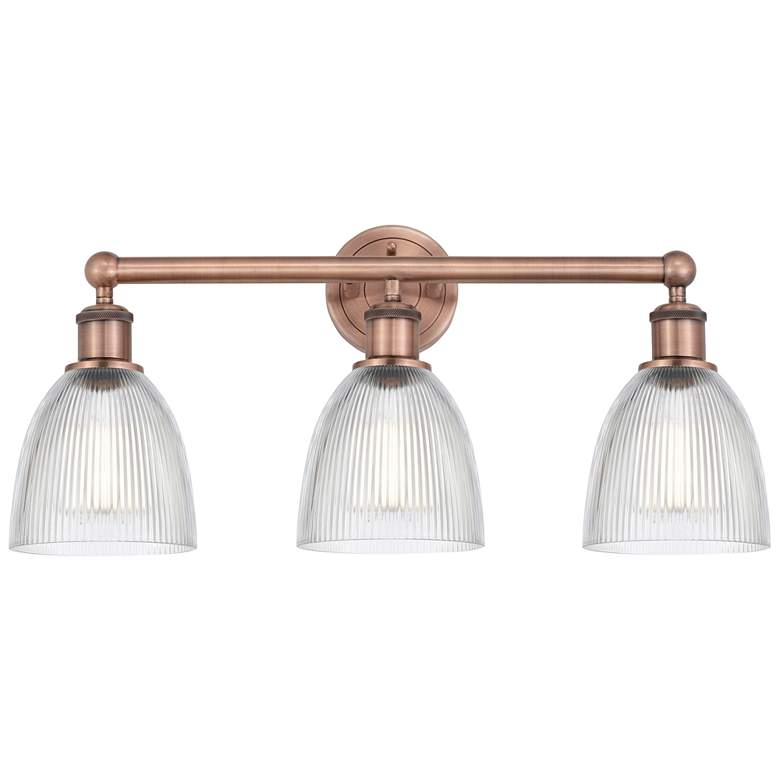 Image 1 Castile 24" Wide 3 Light Antique Copper Bath Vanity Light With Clear S