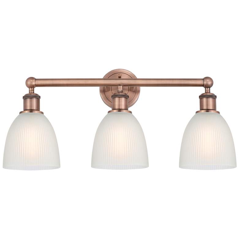 Image 1 Castile 24" Wide 3 Light Antique Copper Bath Vanity Light With White S