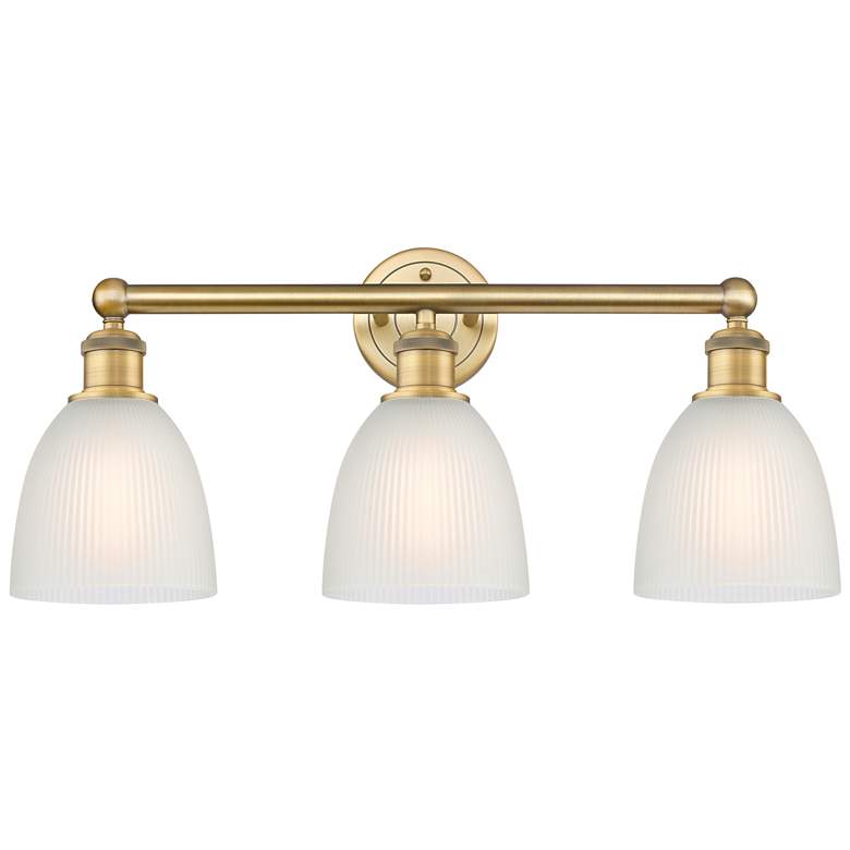 Image 1 Castile 24" Wide 3 Light Brushed Brass Bath Vanity Light With White Sh