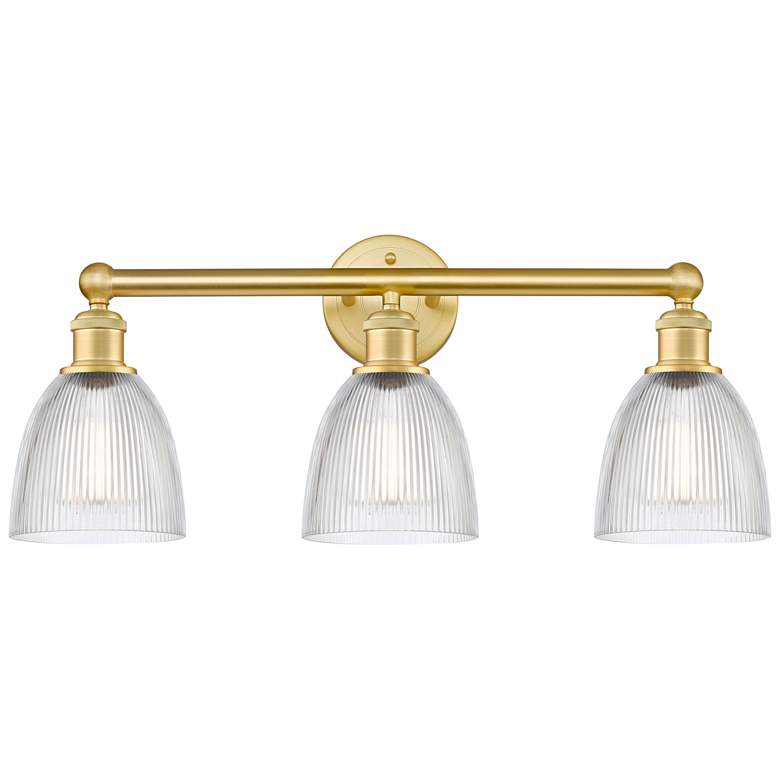 Image 1 Castile 24" Wide 3 Light Satin Gold Bath Vanity Light With Clear Shade