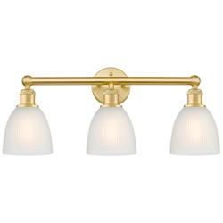 Castile 24&quot; Wide 3 Light Satin Gold Bath Vanity Light With White Shade