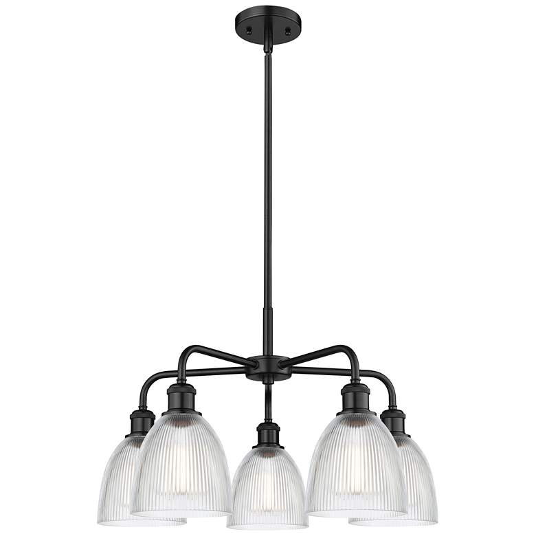 Image 1 Castile 24" Wide 5 Light Matte Black Stem Hung Chandelier With Clear S