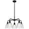 Castile 24" Wide 5 Light Matte Black Stem Hung Chandelier With Clear S