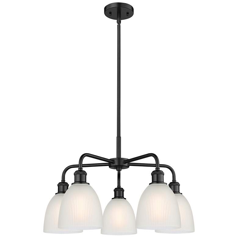 Image 1 Castile 24" Wide 5 Light Matte Black Stem Hung Chandelier With White S