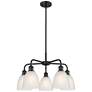 Castile 24" Wide 5 Light Matte Black Stem Hung Chandelier With White S