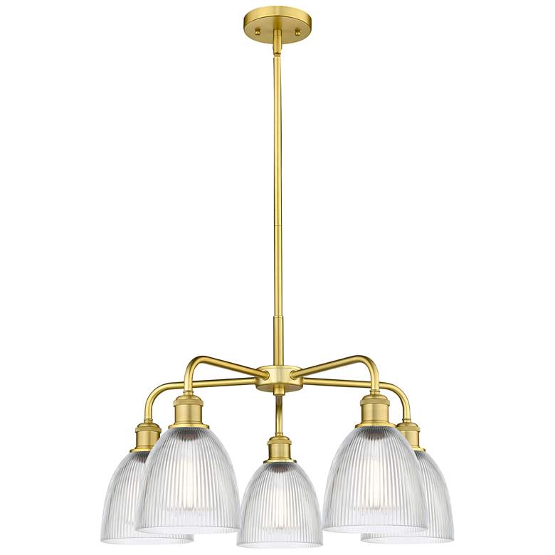 Image 1 Castile 24" Wide 5 Light Satin Gold Stem Hung Chandelier With Clear Sh