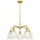 Castile 24" Wide 5 Light Satin Gold Stem Hung Chandelier With White Sh