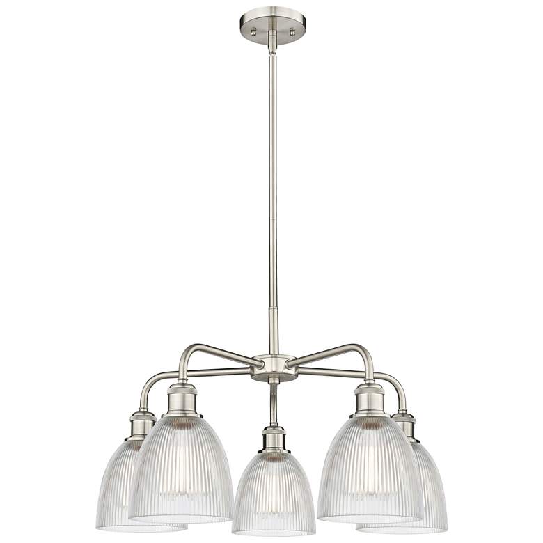 Image 1 Castile 24" Wide 5 Light Satin Nickel Stem Hung Chandelier With Clear