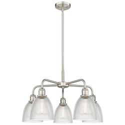 Castile 24&quot; Wide 5 Light Satin Nickel Stem Hung Chandelier With Clear