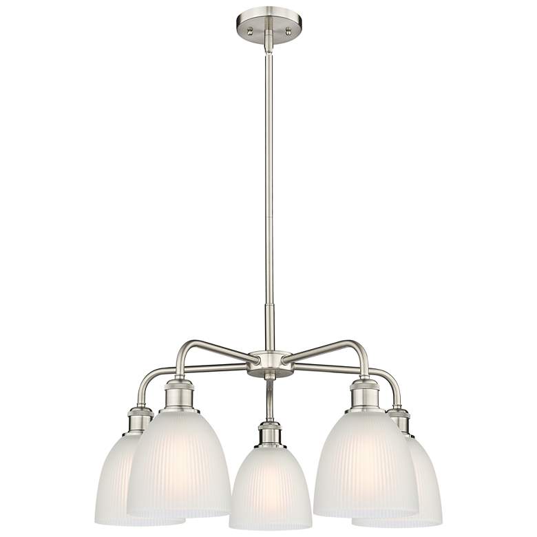 Image 1 Castile 24" Wide 5 Light Satin Nickel Stem Hung Chandelier With White