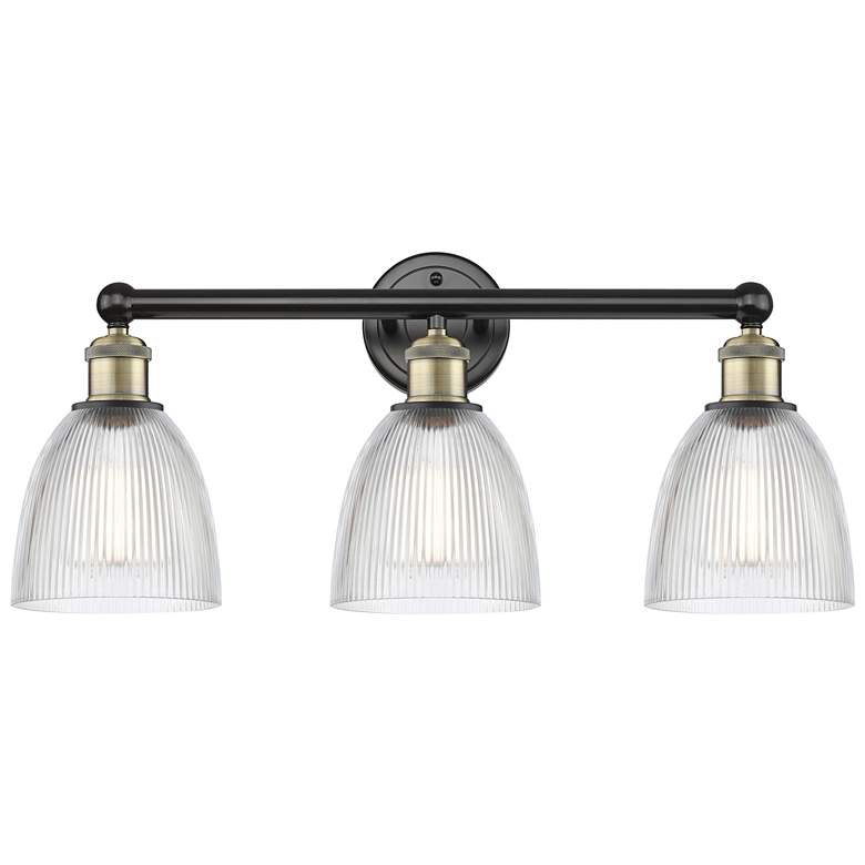 Image 1 Castile 24"W 3 Light Black Antique Brass Bath Vanity Light With Clear