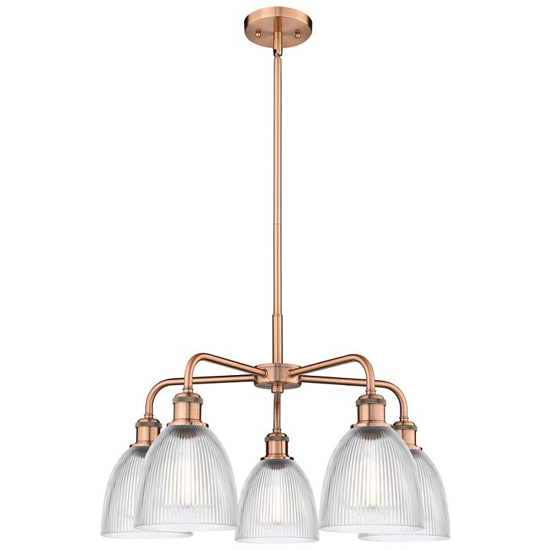 Image 1 Castile 24 inchW 5 Light Antique Copper Stem Hung Chandelier With Clear Sh
