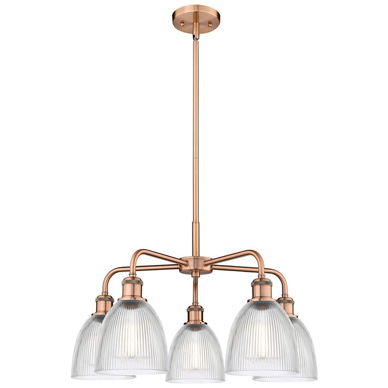 Image 1 Castile 24"W 5 Light Antique Copper Stem Hung Chandelier With Clear Sh