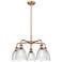 Castile 24"W 5 Light Antique Copper Stem Hung Chandelier With Clear Sh