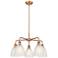 Castile 24"W 5 Light Antique Copper Stem Hung Chandelier With White Sh