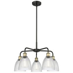 Castile 24&quot;W 5 Light Black Brass Stem Hung Chandelier With Clear Shade