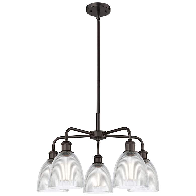 Image 1 Castile 24"W 5 Light Oil Rubbed Bronze Stem Hung Chandelier w/ Clear S