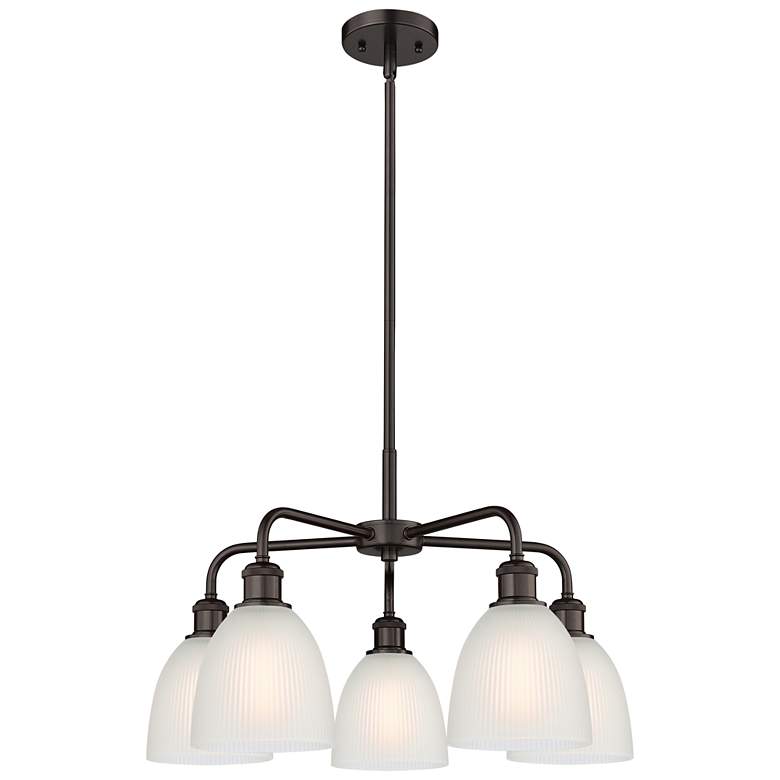 Image 1 Castile 24"W 5 Light Oil Rubbed Bronze Stem Hung Chandelier w/ White S