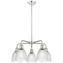 Castile 24&quot;W 5 Light Polished Nickel Stem Hung Chandelier With Clear S